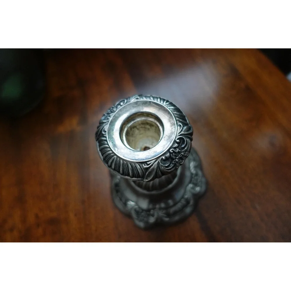 Godinger Silver Candlestick Holder Ornate Floral Embossed Elegant Home‎ Decor